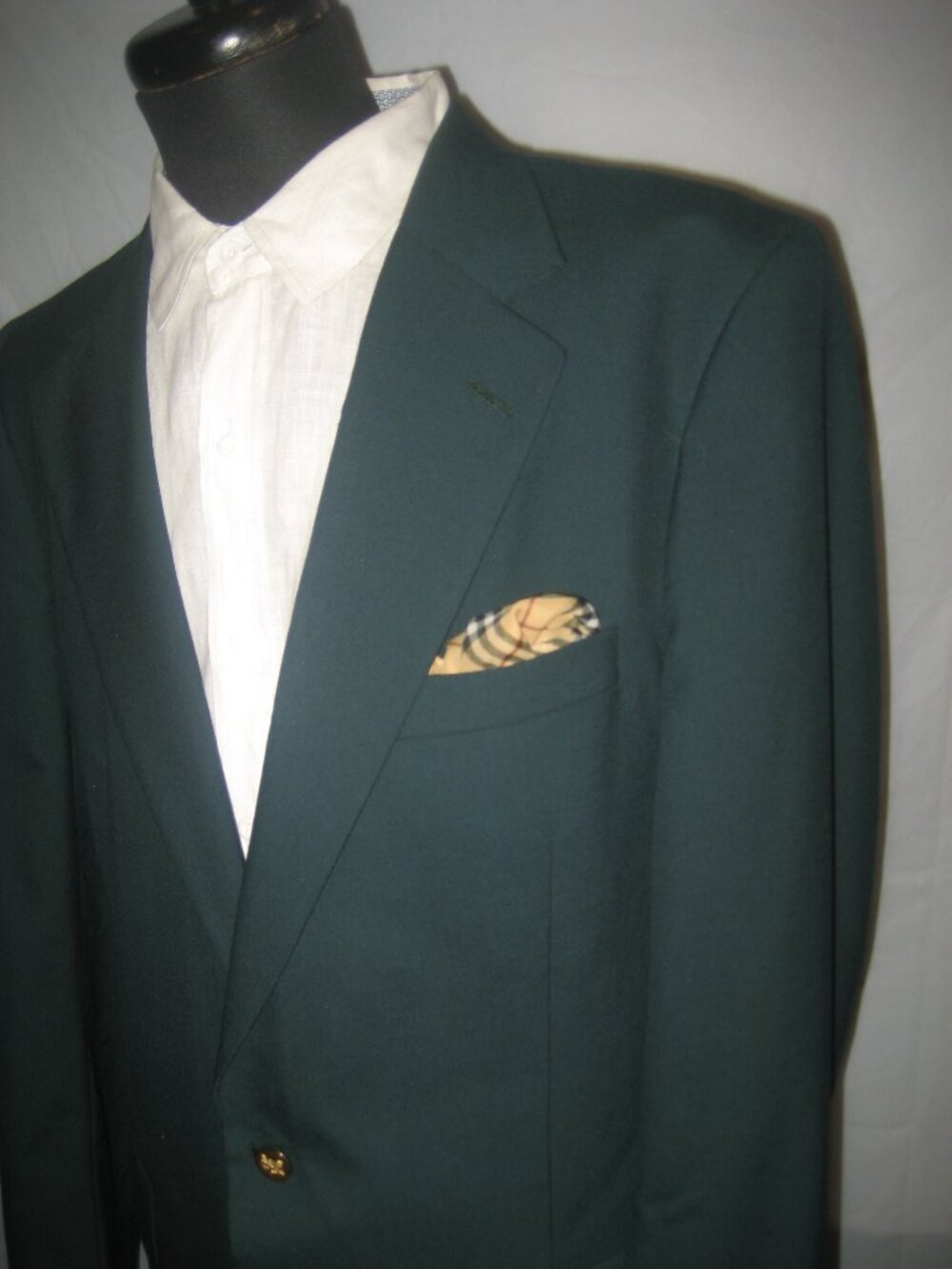 Men's Vintage Burberrys Wool Sportscoat Blazer Jacket Green w/ Gold buttons 44L